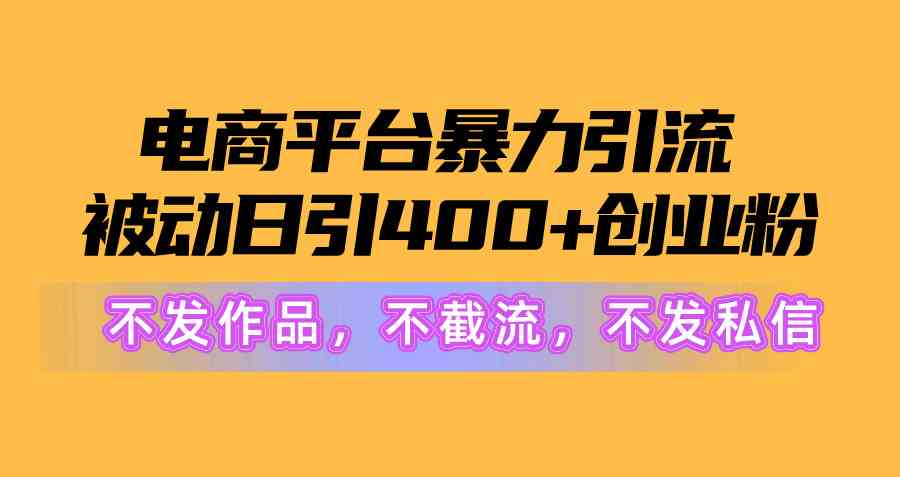 （10168期）电商平台暴力引流,被动日引400+创业粉不发作品，不截流，不发私信-副业项目资源网