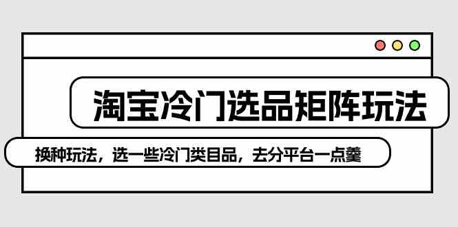 （10159期）淘宝冷门选品矩阵玩法：换种玩法，选一些冷门类目品，去分平台一点羹-副业项目资源网