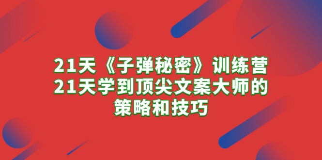 （10209期）21天《子弹秘密》训练营，21天学到顶尖文案大师的策略和技巧-副业项目资源网