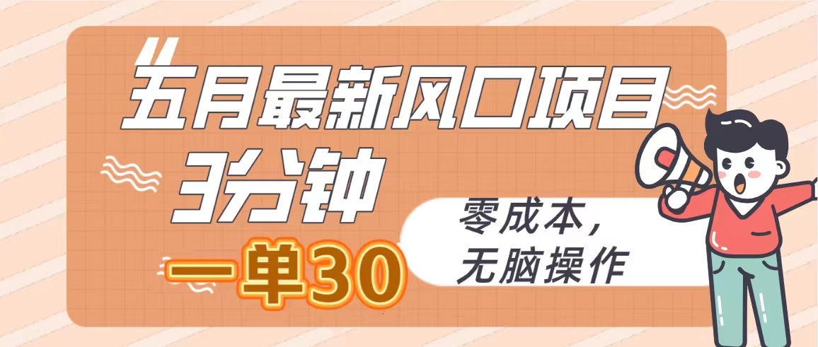 （10256期）五月最新风口项目，3分钟一单30，零成本，无脑操作-副业项目资源网