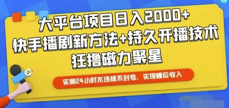 （10694期）快手24小时无人直播，真正实现睡后收益-副业项目资源网