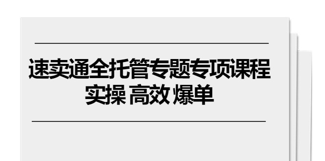 （10917期）速卖通 全托管专题专项课程，实操 高效 爆单（11节课）-副业项目资源网