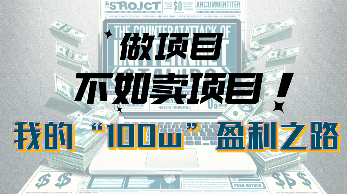 （10930期）为什么做项目不如卖项目？我的100W+盈利之路-副业项目资源网