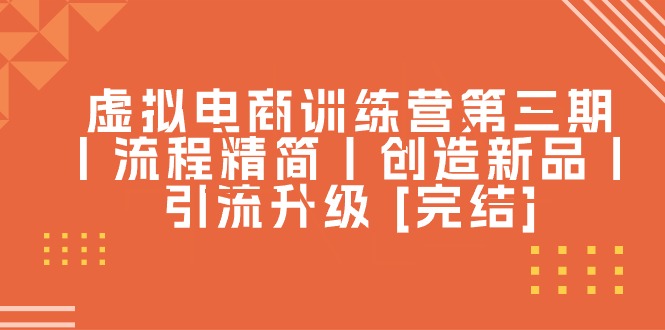 （10960期）虚拟电商训练营第三期丨流程精简丨创造新品丨引流升级 [完结]-副业项目资源网