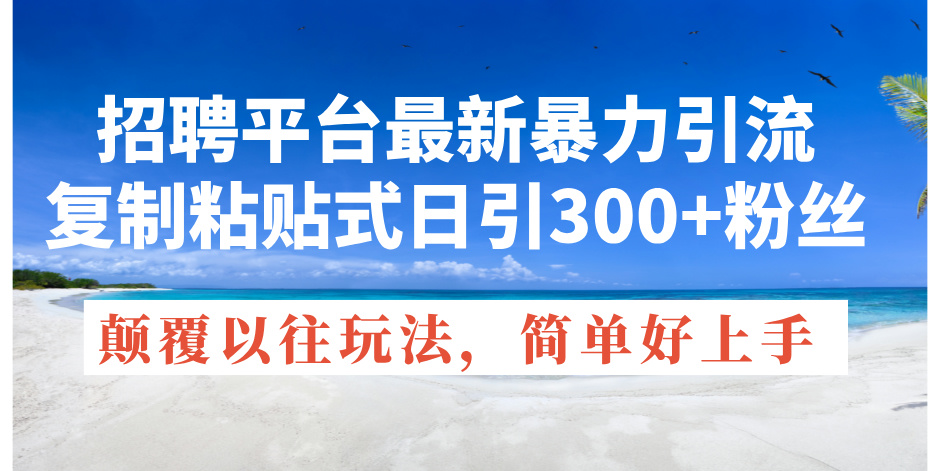 （11538期）招聘平台最新暴力引流，复制粘贴式日引300+粉丝，颠覆以往垃圾玩法，简…-副业项目资源网