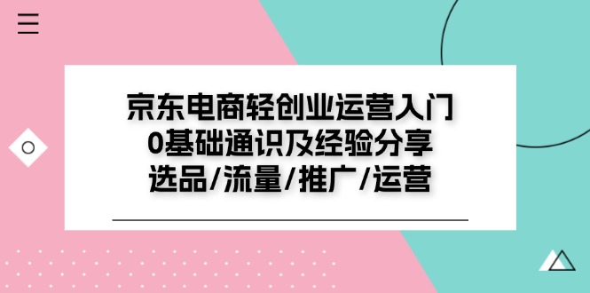 （11569期）京东电商-轻创业运营入门0基础通识及经验分享：选品/流量/推广/运营-副业项目资源网