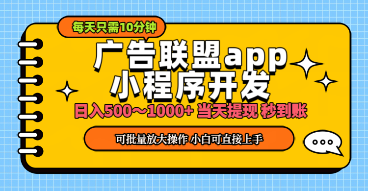 （11645期）小程序开发 广告赚钱 日入500~1000+ 小白轻松上手！-副业项目资源网