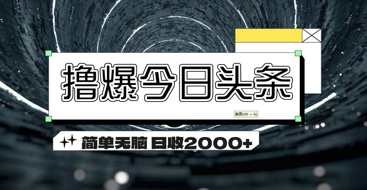 （11665期）撸爆今日头条 简单无脑操作 日收2000+-副业项目资源网