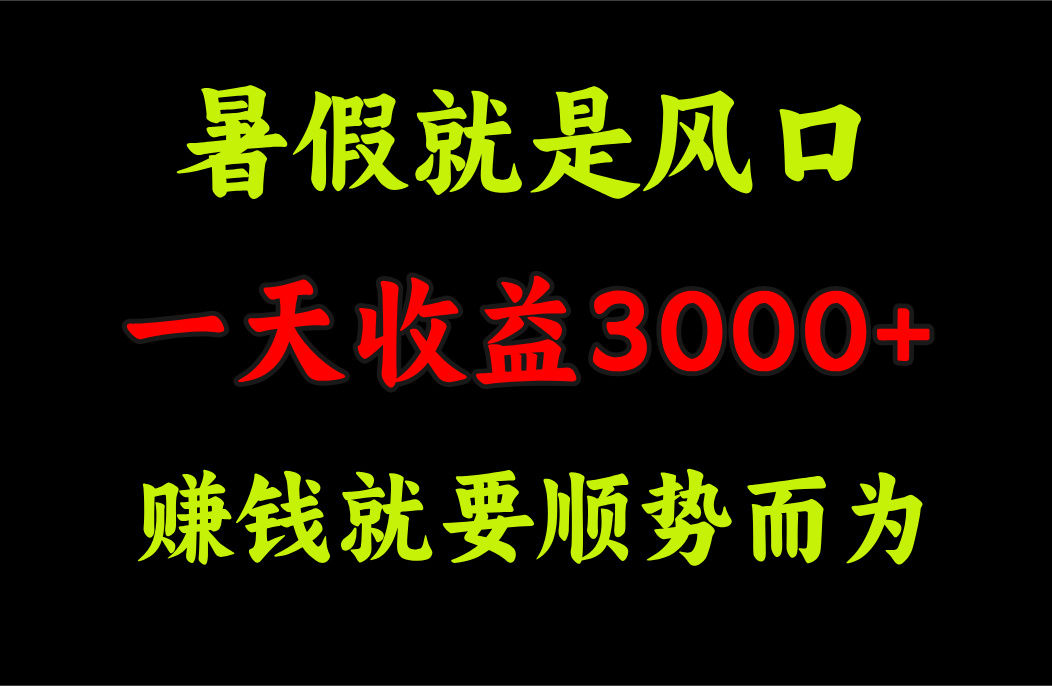 （11670期）一天收益3000+ 赚钱就是顺势而为，暑假就是风口-副业项目资源网