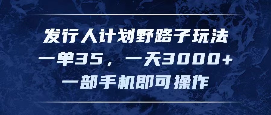 （11750期）发行人计划野路子玩法，一单35，一天3000+，一部手机即可操作-副业项目资源网