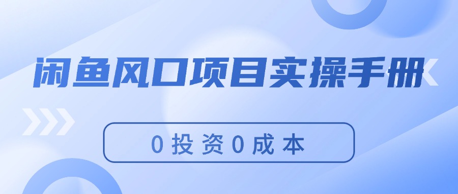 （11923期）闲鱼风口项目实操手册，0投资0成本，让你做到，月入过万，新手可做-副业项目资源网