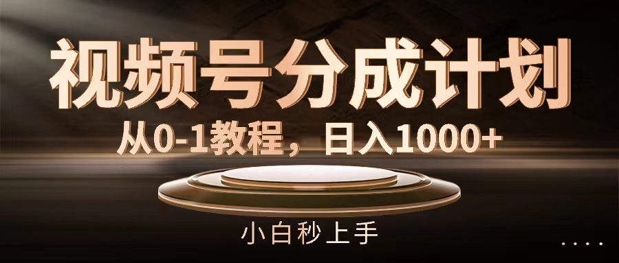 （11931期）视频号分成计划，从0-1教程，日入1000+-副业项目资源网