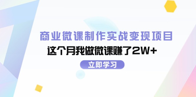 （11959期）商业微课制作实战变现项目，这个月我做微课赚了2W+-副业项目资源网