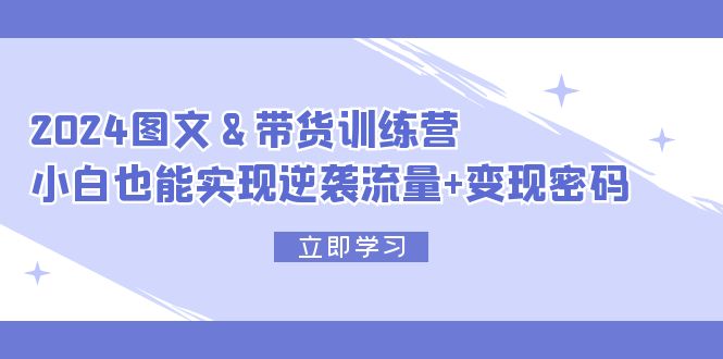 （12137期）2024 图文+带货训练营，小白也能实现逆袭流量+变现密码-副业项目资源网