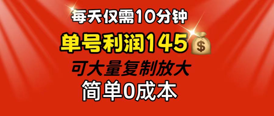 （12027期）每天仅需10分钟，单号利润145 可复制放大 简单0成本-副业项目资源网