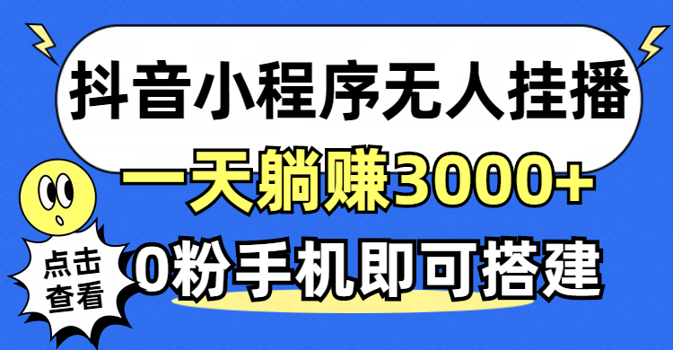 （12988期）抖音小程序无人直播，一天躺赚3000+，0粉手机可搭建，不违规不限流，小…-副业项目资源网