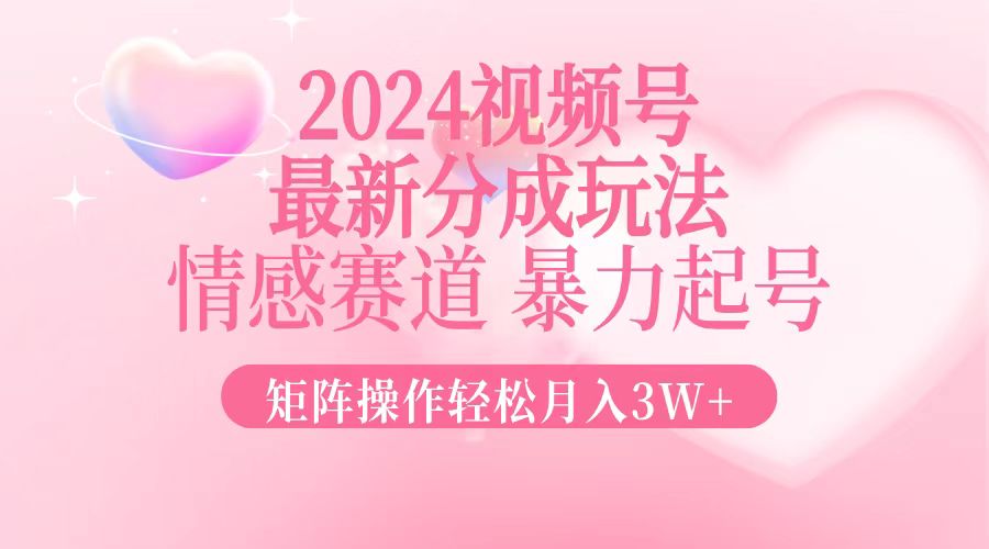 （12922期）2024最新视频号分成玩法，情感赛道，暴力起号，矩阵操作轻松月入3W+-副业项目资源网