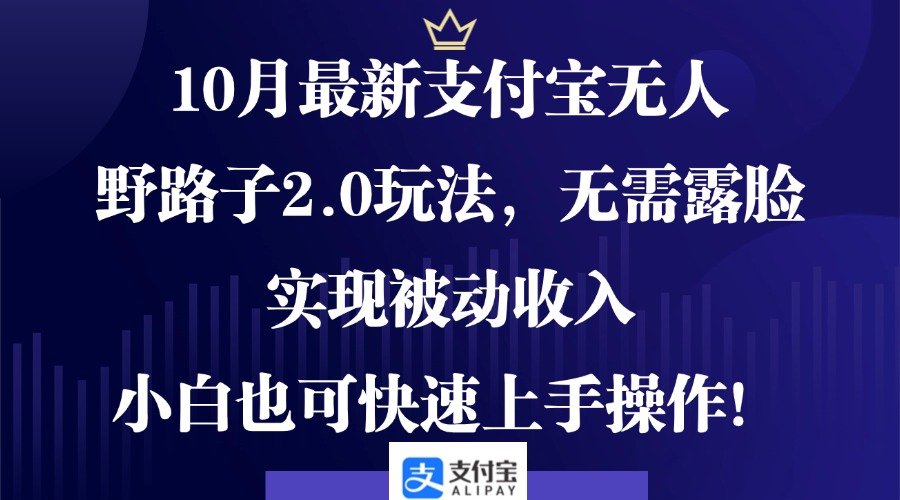 （12824期）10月最新支付宝无人野路子2.0玩法，无需露脸，实现被动收入，小白也可…-副业项目资源网