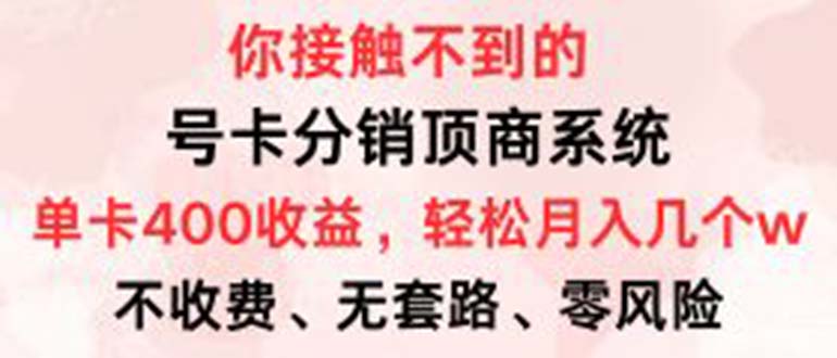 （12820期）号卡分销顶商系统，单卡400+收益。0门槛免费领，月入几W超轻松！-副业项目资源网