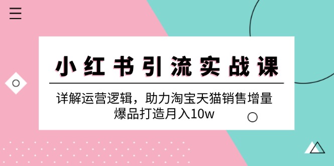 （12809期）小红书引流实战课：详解运营逻辑，助力淘宝天猫销售增量，爆品打造月入10w-副业项目资源网