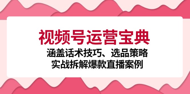 （12808期）视频号运营宝典：涵盖话术技巧、选品策略、实战拆解爆款直播案例-副业项目资源网