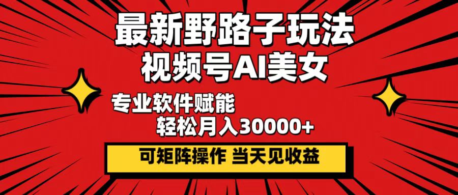 （12798期）最新野路子玩法，视频号AI美女，当天见收益，轻松月入30000＋-副业项目资源网