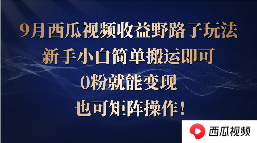 （12760期）西瓜视频收益野路子玩法，新手小白简单搬运即可，0粉就能变现，也可矩…-副业项目资源网