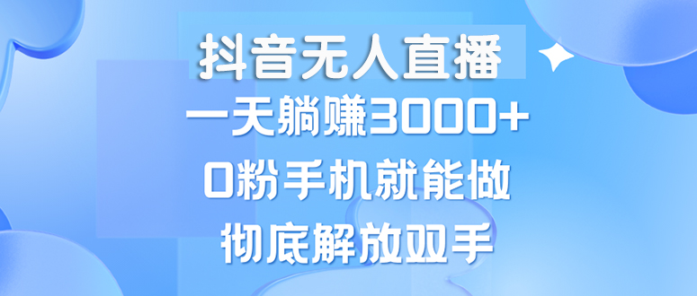 （13038期）抖音无人直播，一天躺赚3000+，0粉手机就能做，新手小白均可操作-副业项目资源网