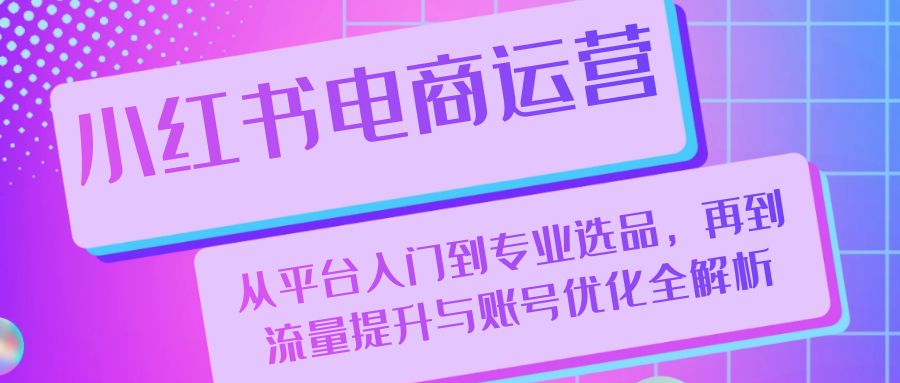 （13043期）小红书电商运营：从平台入门到专业选品，再到流量提升与账号优化全解析-副业项目资源网