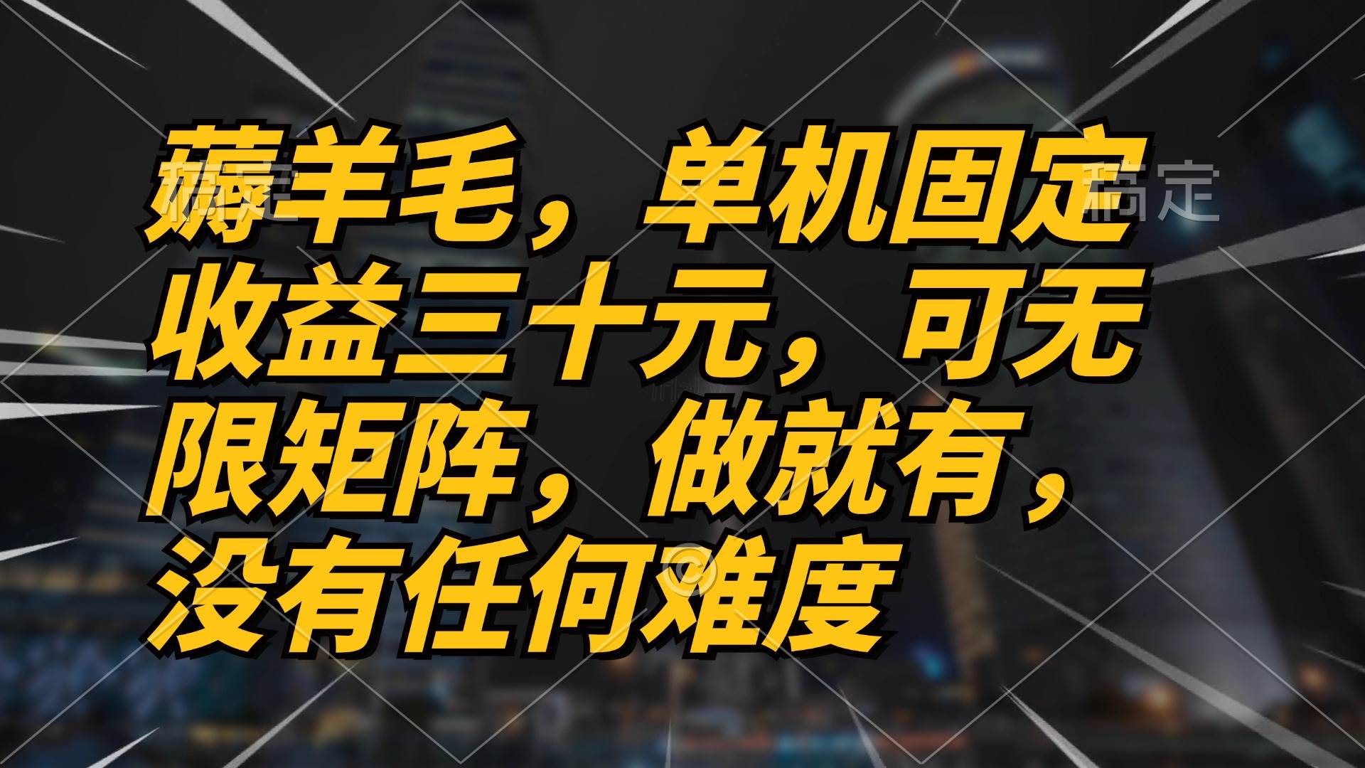 （13162期）薅羊毛项目，单机三十元，做就有，可无限矩阵 无任何难度-副业项目资源网