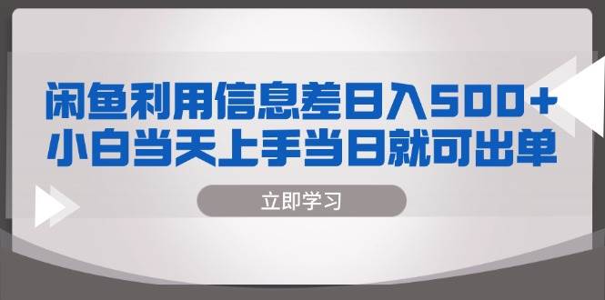 （13170期）闲鱼利用信息差 日入500+  小白当天上手 当日就可出单-副业项目资源网