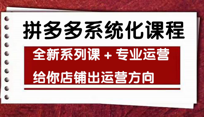 （4259期）车神陪跑，拼多多系统化课程，全新系列课+专业运营给你店铺出运营方向-副业库