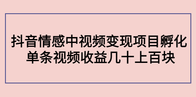 （4282期）黄岛主副业孵化营第5期：抖音情感中视频变现项目孵化 单条视频收益几十上百-副业库