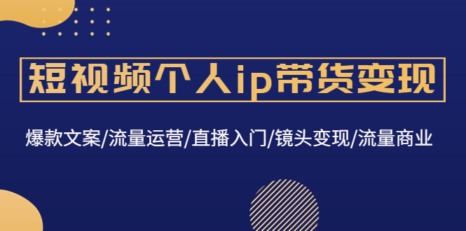 （4595期）短视频个人ip带货变现：爆款文案/流量运营/直播入门/镜头变现/流量商业-副业库