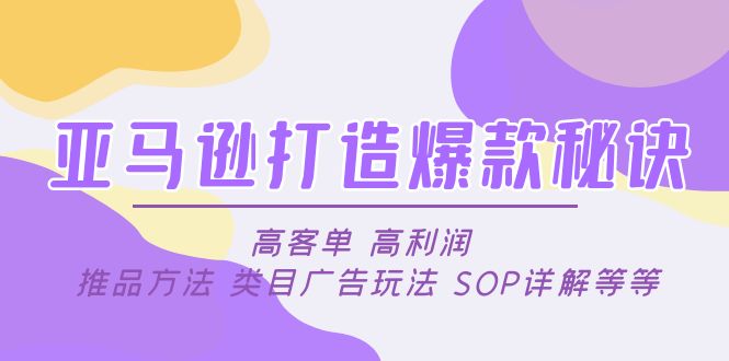 （4879期）亚马逊打造爆款秘诀：高客单 高利润 推品方法 类目广告玩法 SOP详解等等-副业库