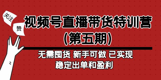 （4945期）视频号直播带货特训营（第五期）无需囤货 新手可做 已实现稳定出单和盈利-副业库
