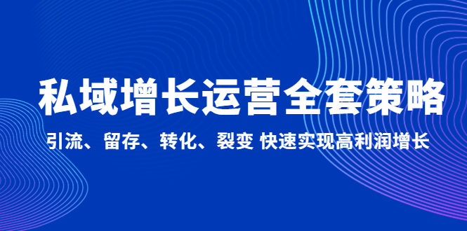 （4932期）私域增长运营全套策略：引流、留存、转化、裂变 快速实现高利润增长-副业库