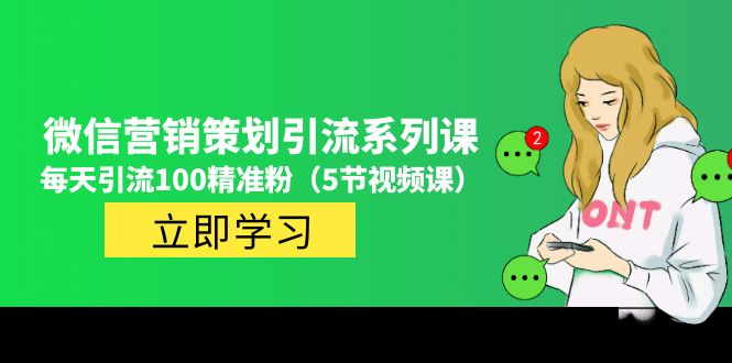 （4949期）价值百万的微信营销策划引流系列课，每天引流100精准粉（5节视频课）-副业库