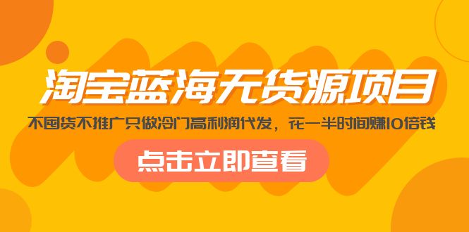 （5062期）淘宝蓝海无货源项目，不囤货不推广只做冷门高利润代发，花一半时间赚10倍钱-副业库