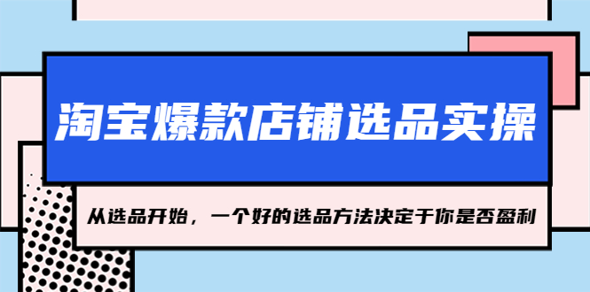 （5240期）淘宝爆款店铺选品实操，2023从选品开始，一个好的选品方法决定于你是否盈利-副业库