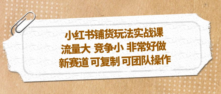 （5291期）小红书铺货玩法实战课，流量大 竞争小 非常好做 新赛道 可复制 可团队操作-副业库