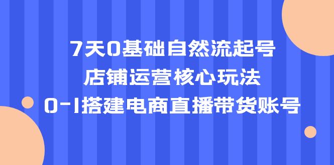 （5350期）7天0基础自然流起号，店铺运营核心玩法，0-1搭建电商直播带货账号-副业库
