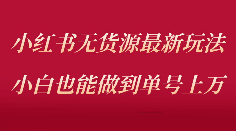 （5646期）小红书无货源最新螺旋起号玩法，电商小白也能做到单号上万（收费3980）-副业库