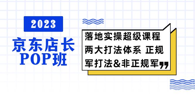 （5699期）2023京东店长·POP班 落地实操超级课程 两大打法体系 正规军&非正规军-副业库