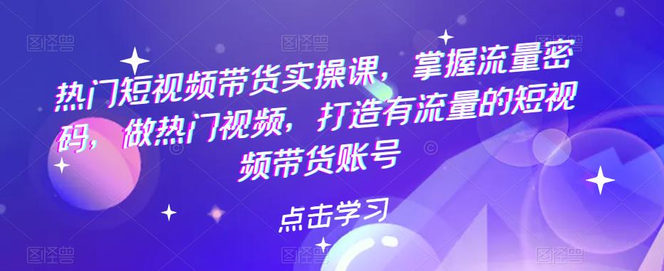 （5773期）热门短视频带货实战 掌握流量密码 做热门视频 打造有流量的短视频带货账号-副业库