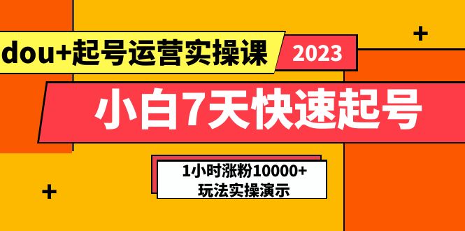 （5878期）小白7天快速起号：dou+起号运营实操课，实战1小时涨粉10000+玩法演示-副业库