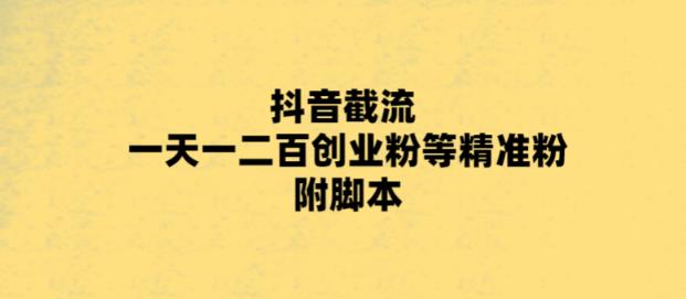 （5920期）最新抖音截流玩法，一天轻松引流一二百创业精准粉，附脚本+玩法-副业库