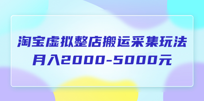 （5931期）淘宝虚拟整店搬运采集玩法分享课：月入2000-5000元（5节课）-副业库