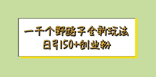 （5960期）一千个野路子全新玩法 日引50+创业粉-副业库