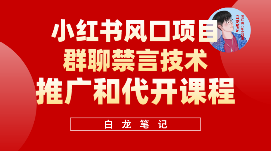 （5973期）小红书风口项目日入300+，小红书群聊禁言技术代开项目，适合新手操作-副业库